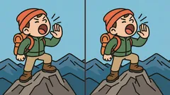 Puzzle: Can you find 3 differences in the picture of a boy on a mountain in 29 seconds?